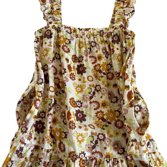 Lush Fall Retro Floral Print Ruffle Tiered Mini Dress Frock Women’s Size Small - Picture 6 of 6